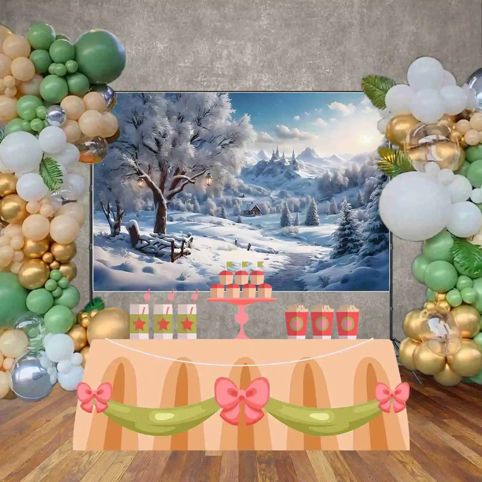 MOON.QG Christmas Snow Background Photography Village New Year Winter Photozone Backdrop Child Photo Studio Photozone Supplies