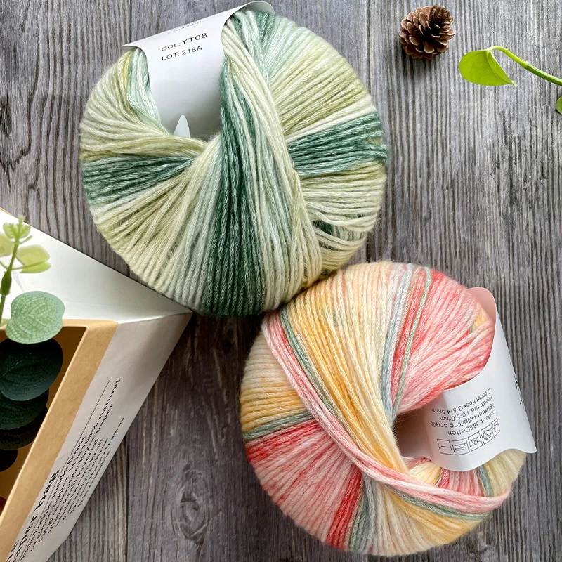 SHIKE 200g/Ball Gradient Rainbow Color Autumn Winter Sweater Scarf Hat Hand Knitting Hook Bar Needle Wool Cotton Yarn