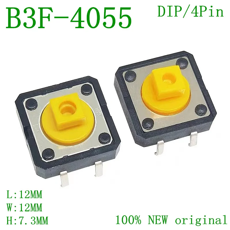 10Pcs, Tactile Switch B3F-4055, 12x12x7.3mm, Operatingforce (OF) 2.55N, 100% New