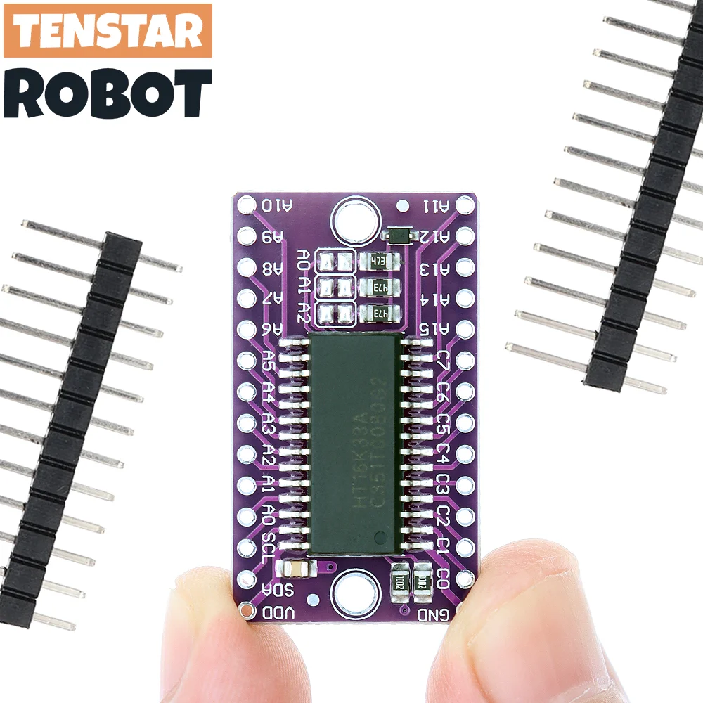 TENSTAR 2pcs HT16K33 16x8 LED Dot Matrix Drive Control Module Digital Tube Driver Development Board