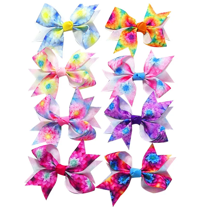 

24PCS/LOT Flower Ribbon Bow Clip For Baby Girls Bohemian Hairpins Scrunchy Korean Kids Hair Accessories Barrettes For Women NEW