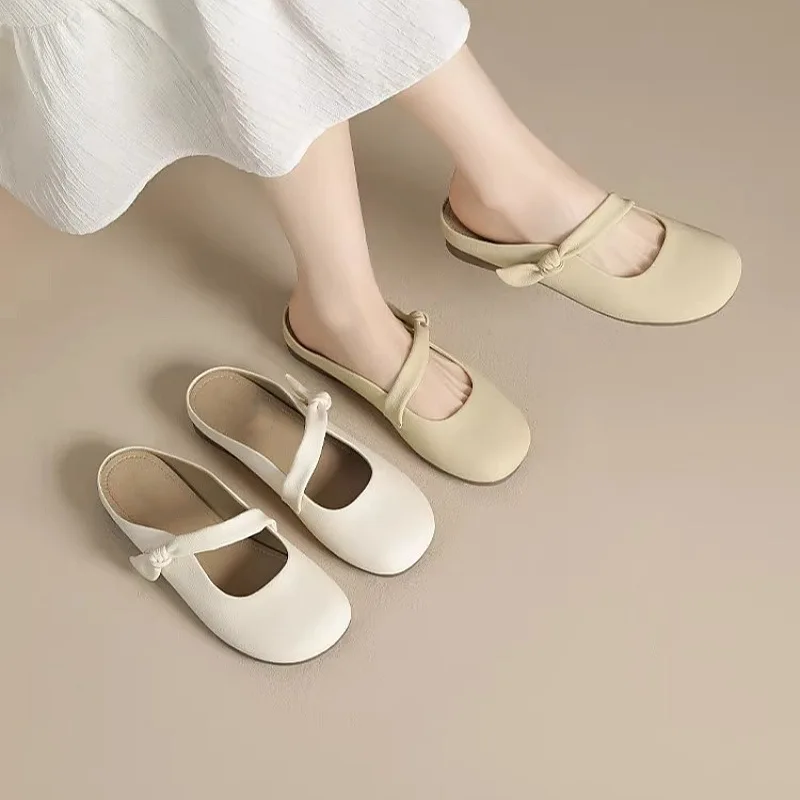 Shoes Slippers Soft Low Slides Slipers Women Cover Toe Fashion Comfort Rubber Summer 2024 Luxury Rome Hoof Heels Casual Fabric