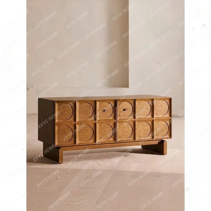 XX retro solid wood dining side cabinet light luxury wall locker TV cabinet entrance