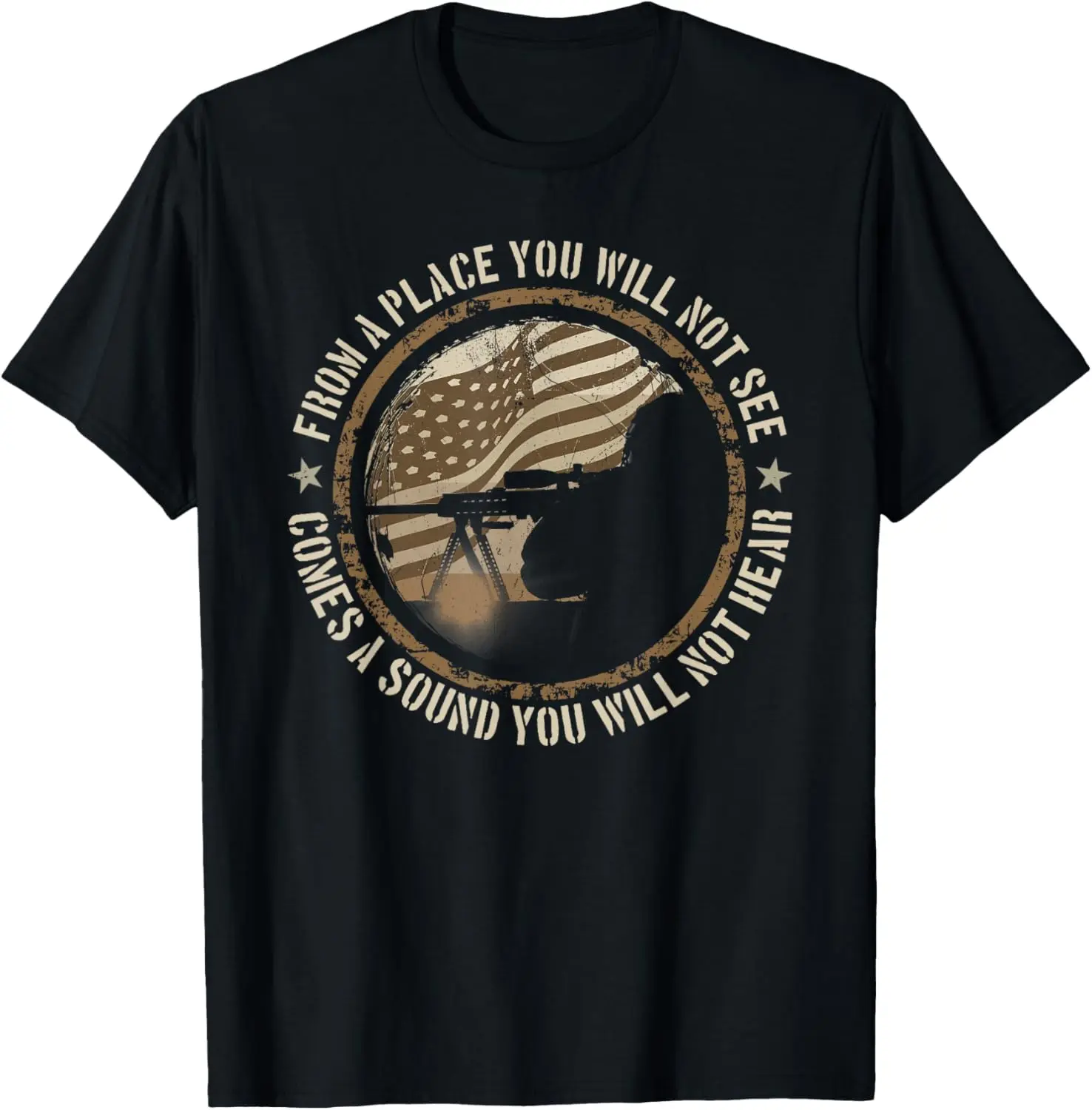 

Sniper Military Sharpshooter USA You Will Not Be T-Shirt Short Sleeve Casual 100% Cotton T Shirts