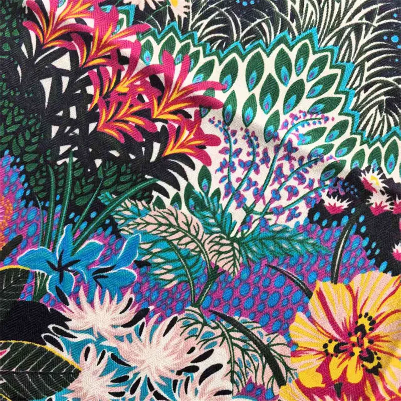 POBING Silk Cashmere Scarf Women Curled Square Scarves Wraps Foreast Zebra Printed Bandana Luxury Hijabs Female Foulards view 5