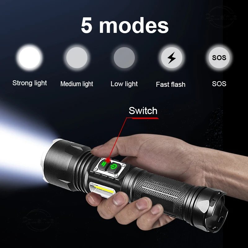 High Power LED Flashlights XHP300 Powerful Torch Tactical Flashlight Rechargeable Flash Light Hunting Camping Fishing Handlight