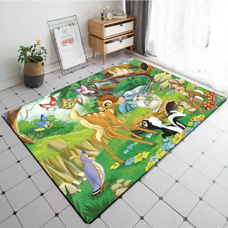 MINISO Disney Cartoon Bambi Fawn Cute Printed Area Rug Carpet For Living Room Bedroom Decor kids Non-slip Sofa Doormat Floor Mat