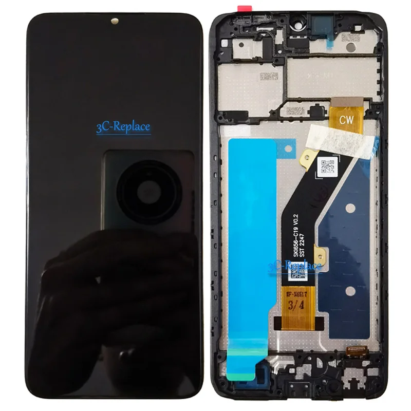 أسود 6.6 بوصة لـ Tecno Pop 7 Pop7 BF6 BF7 شاشة LCD تعمل باللمس محول الأرقام الجمعية استبدال/مع الإطار