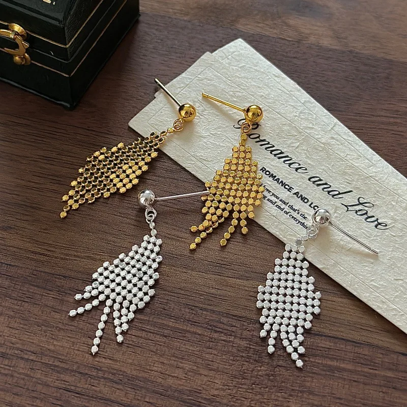 

[Cciris.Com] S925 Silver Fringe Bead Earrings Nickel Free Lead Safe Hypoallergenic Minimalist Wholesale Dainty Jewelry for Women