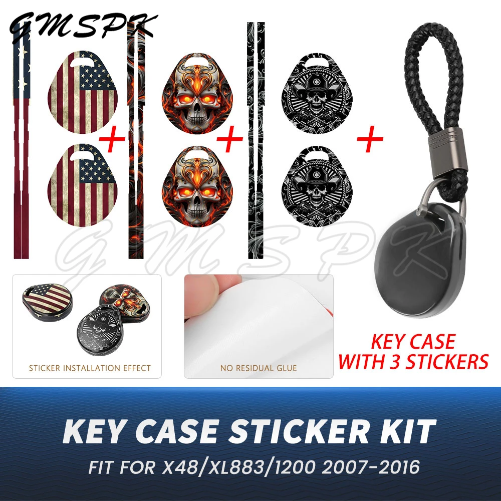 

Motorcycle Key Case Cover Car Key Shell Fob Holder Keychain With 3 Stickers Fit for Harley Touring Softail Sportster Super Glide