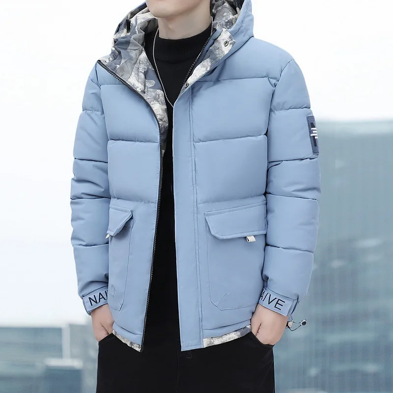 2025 hiver hommes doudoune épaissir résistant au froid à manches longues vêtement d'extérieur pour homme mode contraste couleur polyvalent homme manteau à capuche