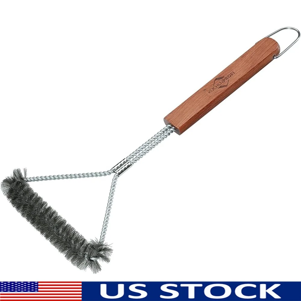 

Heavy Duty Stainless Steel Rosewood BBQ Grill Brush 17.7 Outdoor Cleaner Cooking Tool with Heat Resistant Handle Grilling