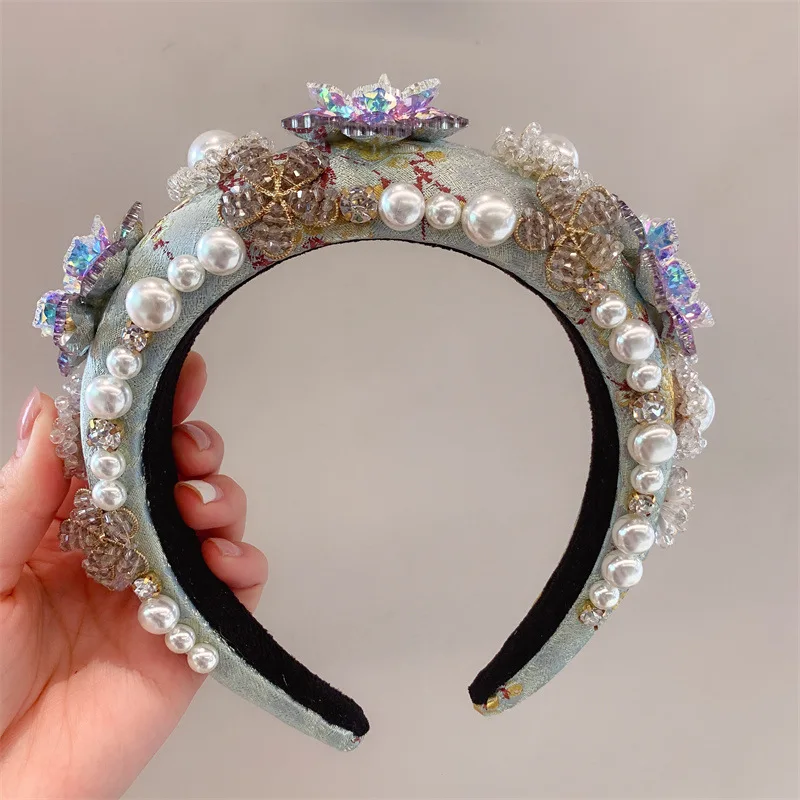 

Crystal Headband Hair Accessories For Women Luxury Handmade Beaded Designer Hairbands Wholesale Gold Hoop Wide Head Bands