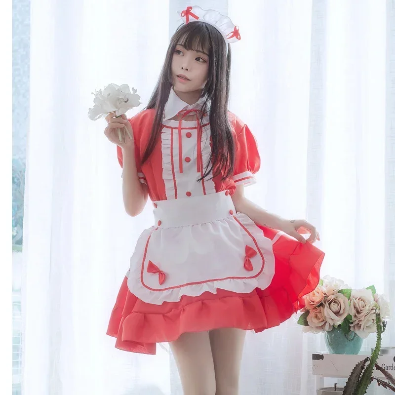 6 colors Lolita maid girls women lovely cosplay costume dress sexy French apron servant uniform exotic cafe maid