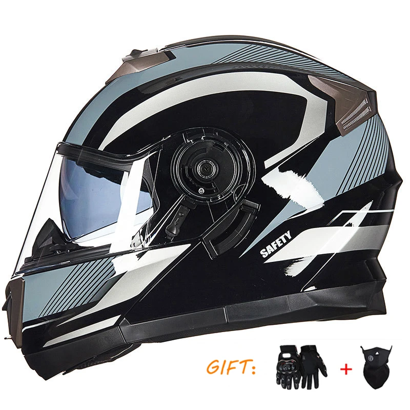 

DOT Approved Dual Lens Motorcycle Helmet Modular Flip Up Casco Casque Full Face Kask Moto Racing Helm Para Moto Capacete