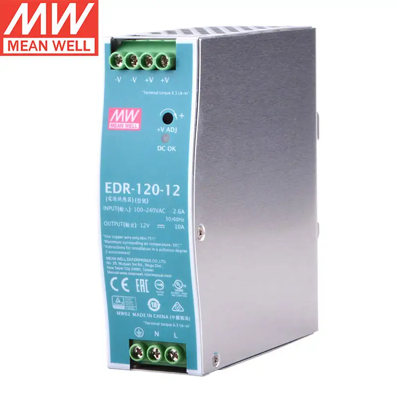 Tai Wan MeanWell EDR-120-12 12V 10A 120W Single Output Industrial DIN RAIL    Switching Power Supply Brand New Original