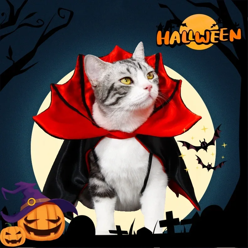 Halloween Pet Costumes Cosplay Vampire Cloak for Small Dog Cat Kitten Puppy Cloak Pet Clothes Disfraz Halloween 고양이 옷