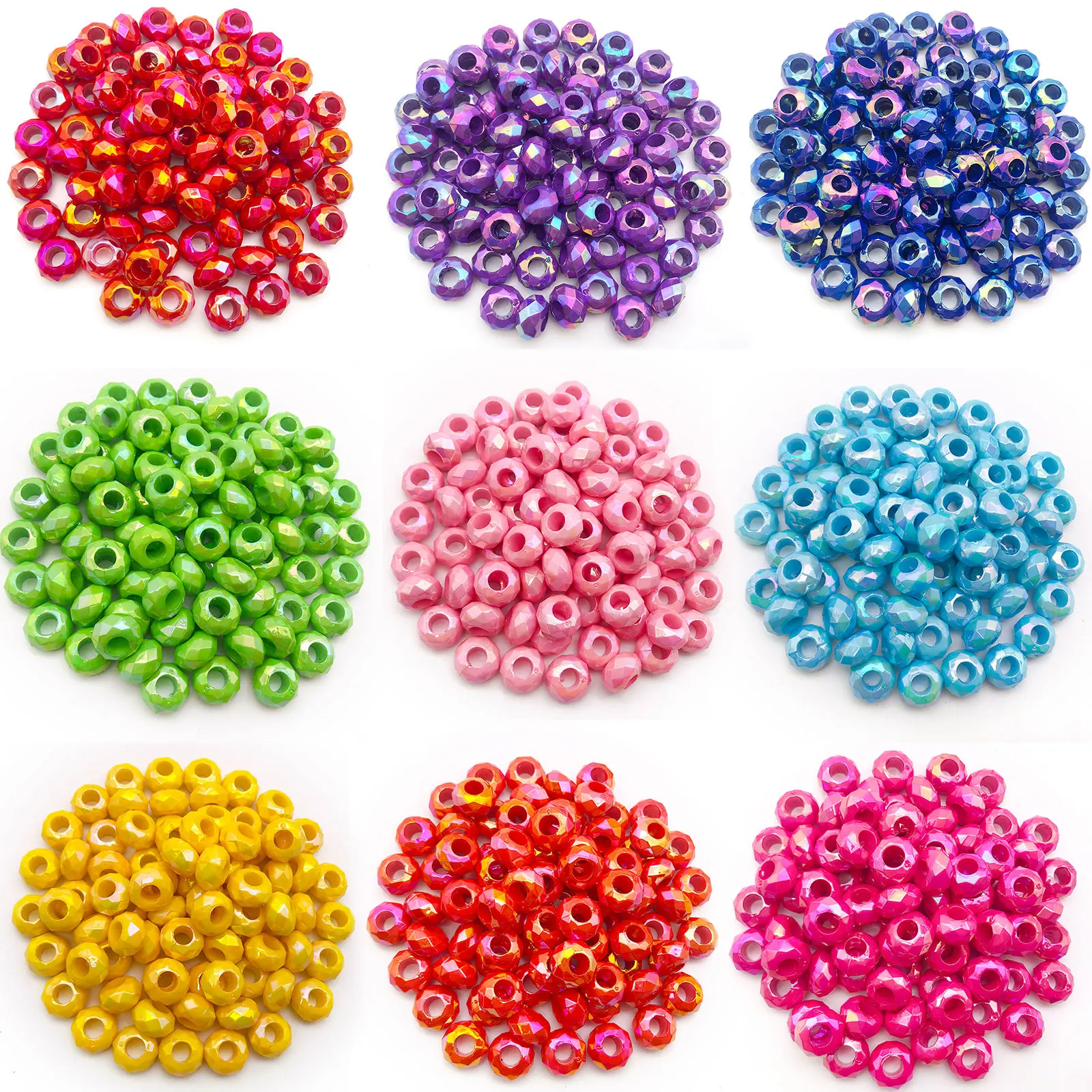 20/50pcs UV Electroplating Acrylic Beads, Large Hole Wheels Loose Beads For Jewelry Makeing Diy Handmade Bracelets Accessories