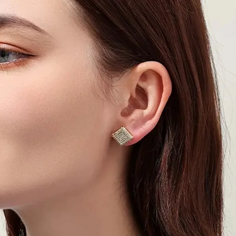 CAOSHI Fashion Shinning orecchini a bottone per donna/uomo Bright Zirconia Ear Jewelry per la vita quotidiana Unisex accessori versatili regalo
