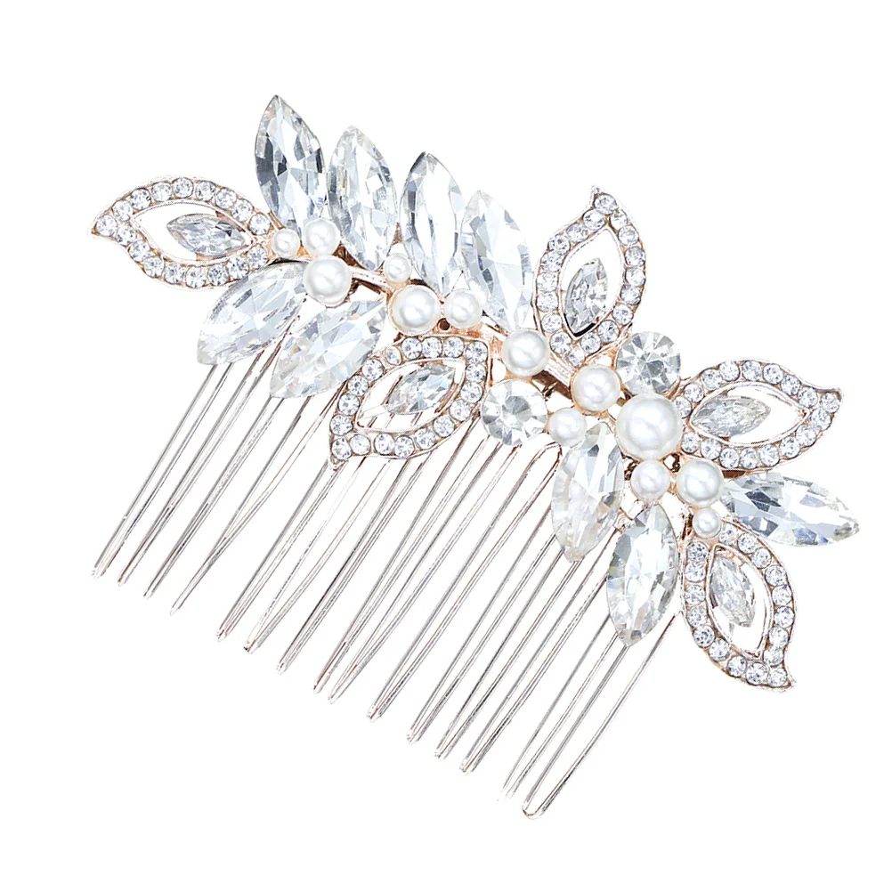 

Gold Crystal Rhinestone Bridal Hair Comb Wedding Headpiece Bride Insert Comb Jewelry Bridesmaid Party Accessory