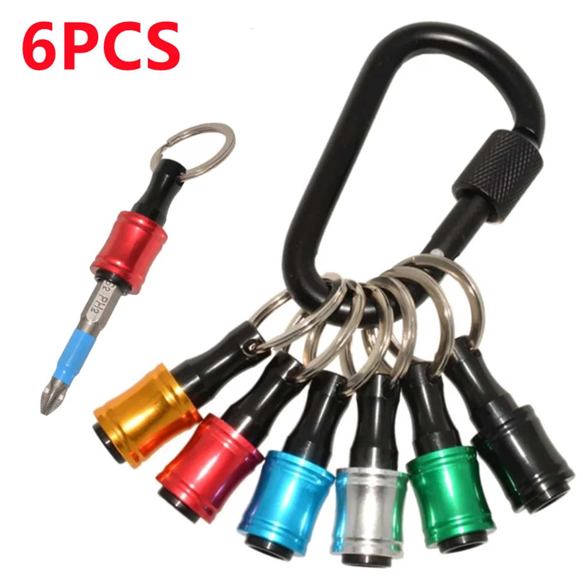6pcs color key chain quick-change extension rod 1/4 hexagon handle changeover rod screwdriver quick-release sleeve tool set