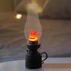 Halloween Retro Night Light Calcifer Flameless Decorative Lamp Cartoon Anime Kerosene Candle Lamp Bedroom Bedside Table Lamp