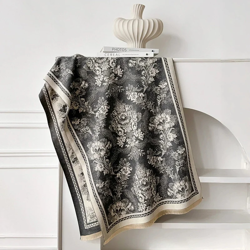 

Роскошный зимний кашемировый шарф для женщин, дизайн 2025 года, теплое одеяло из пашмины, шарфы-пончо, женская шаль, толстый платок Bufanda