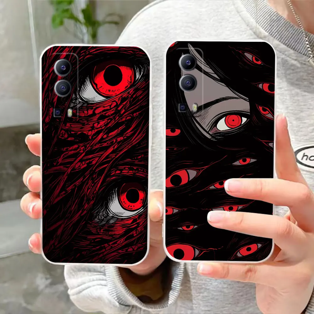 Clear Phone Case For VIVO Y30 Y32 Y33S Y50 Y51S Y52S Y53S Y55S Y66 Y77 Y93 Y95 Y97 V20 V21 5G 4G Case Horror Eyes Screaming Face