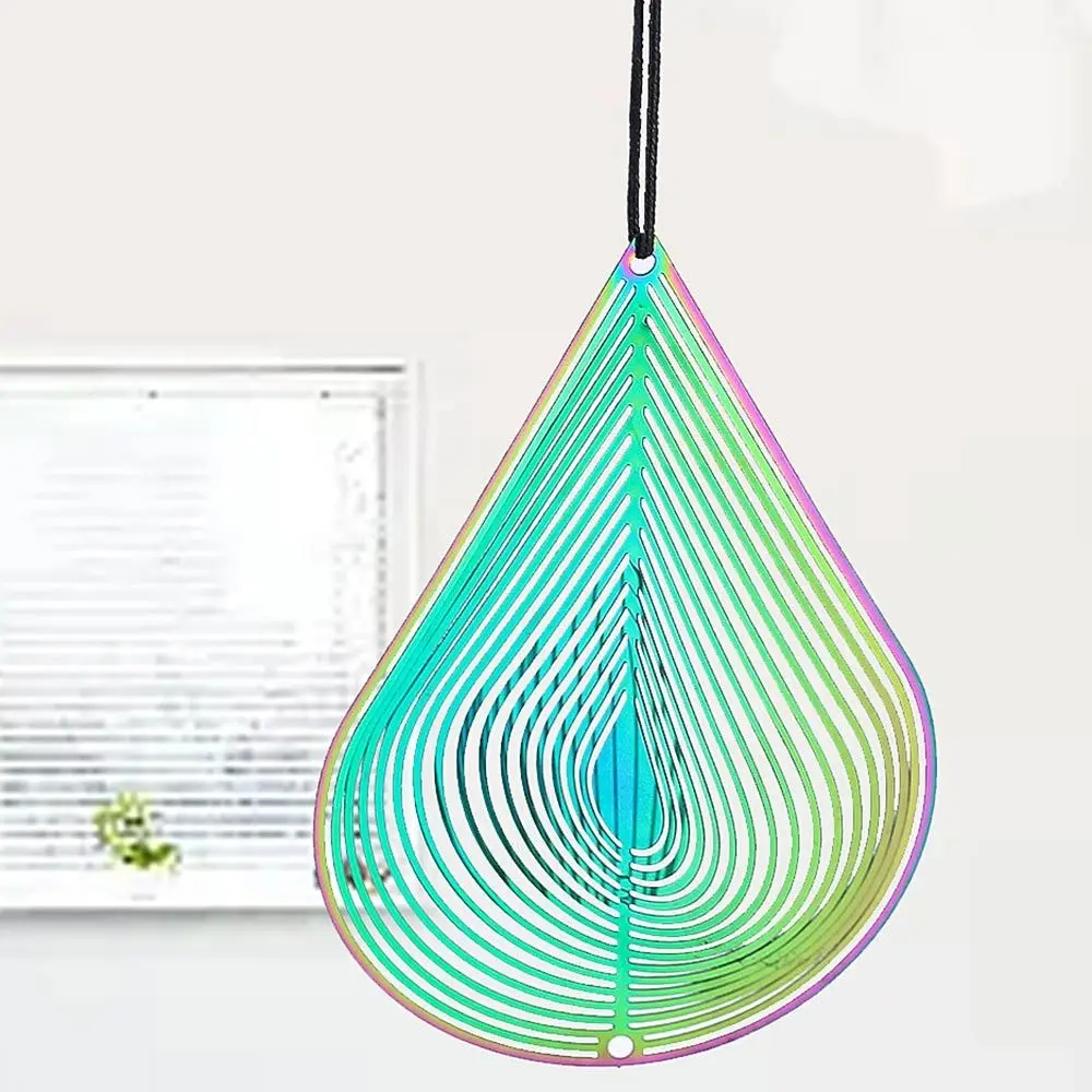 3D Gradient Color Wind Spinner Catcher Flowing Light Effect Dynamic Wind Chime Bird Deterrent Pendant Garden Yard Hanging Decor