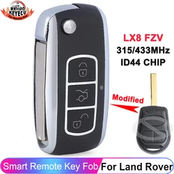 KEYECU Upgraded Flip Remote 3 Buttons Fob For Land Rover Range Rover L322 VOGUE HSE 2002 - 2008 Car Key 315MHz 433MHz ID44 Chip