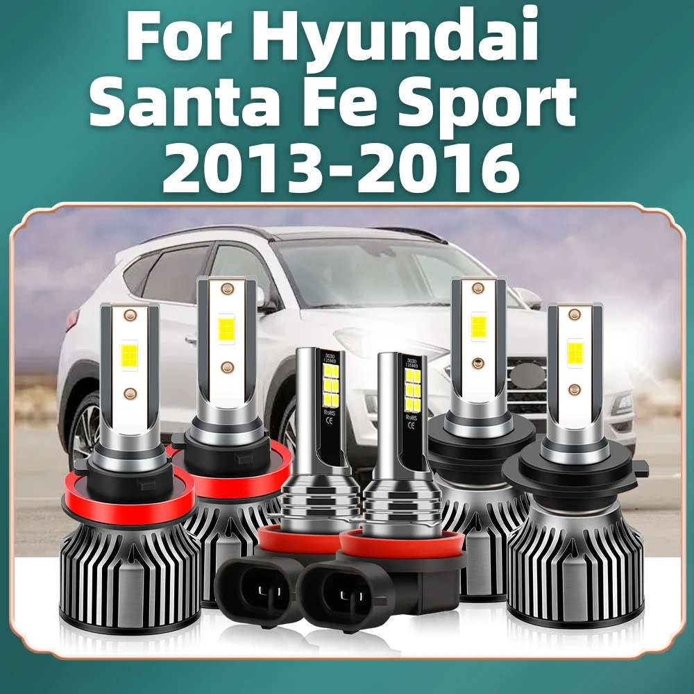 

For Hyundai Santa Fe Sport 2013 2014 2015 2016 LED Headlight Bulbs 20000LM High Low Beam 6000K Super White Car Fog Lamp Auto 12V