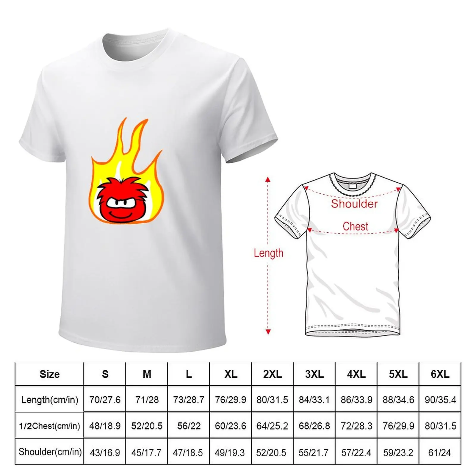 Red puffle on fire T-shirt sweat tops graphics for a boy black t-shirts for men