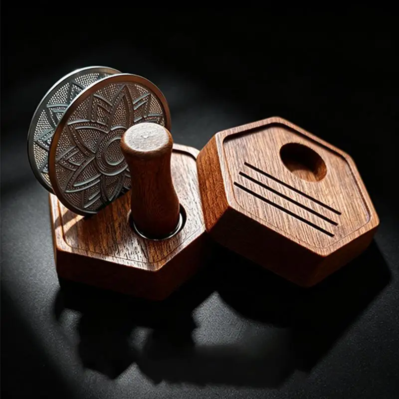 51/53/58MM Universal Espresso Coffee Puck Screen Storage Rack Multifunctional Wooden Hexagon Coffee Mesh Filter Stand^..