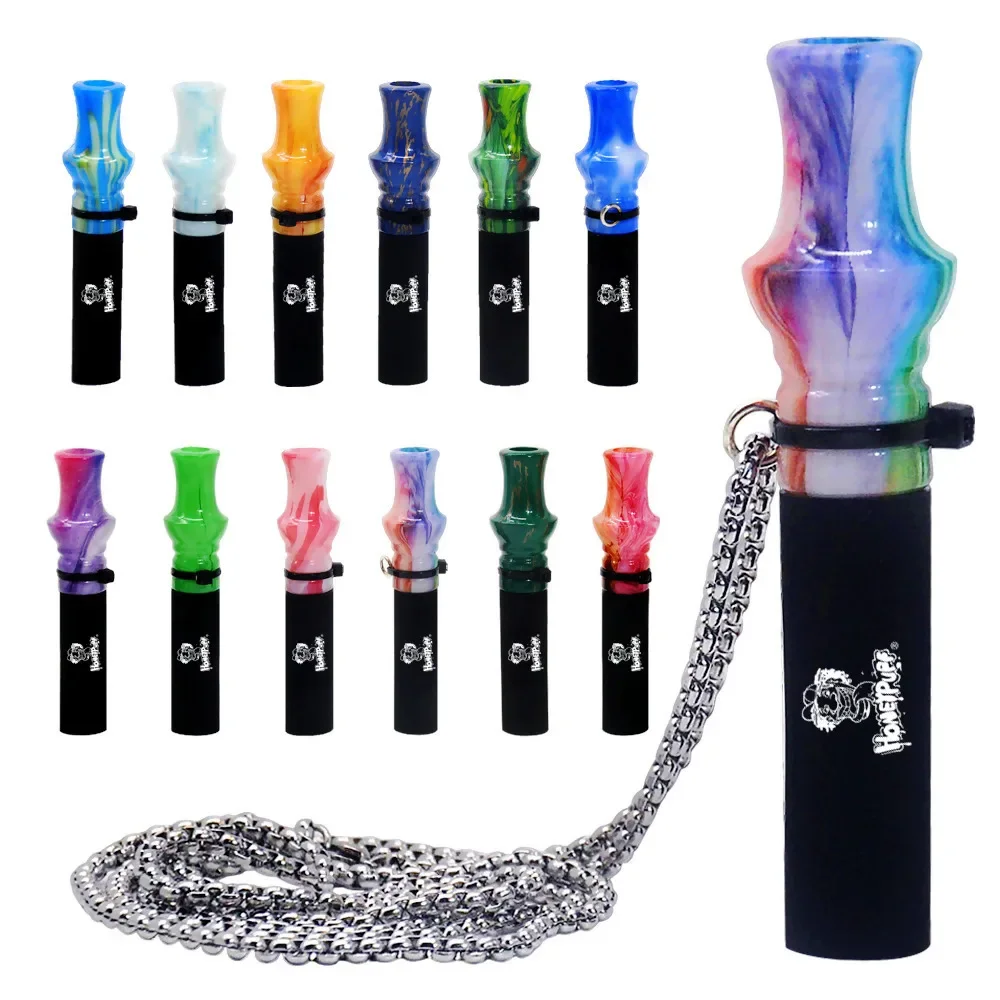 Resin& Silicone Hookah Mouthpiece with Popular Design Stainless Chain Shisha Mouth Tips for Sheesha smoking Hose