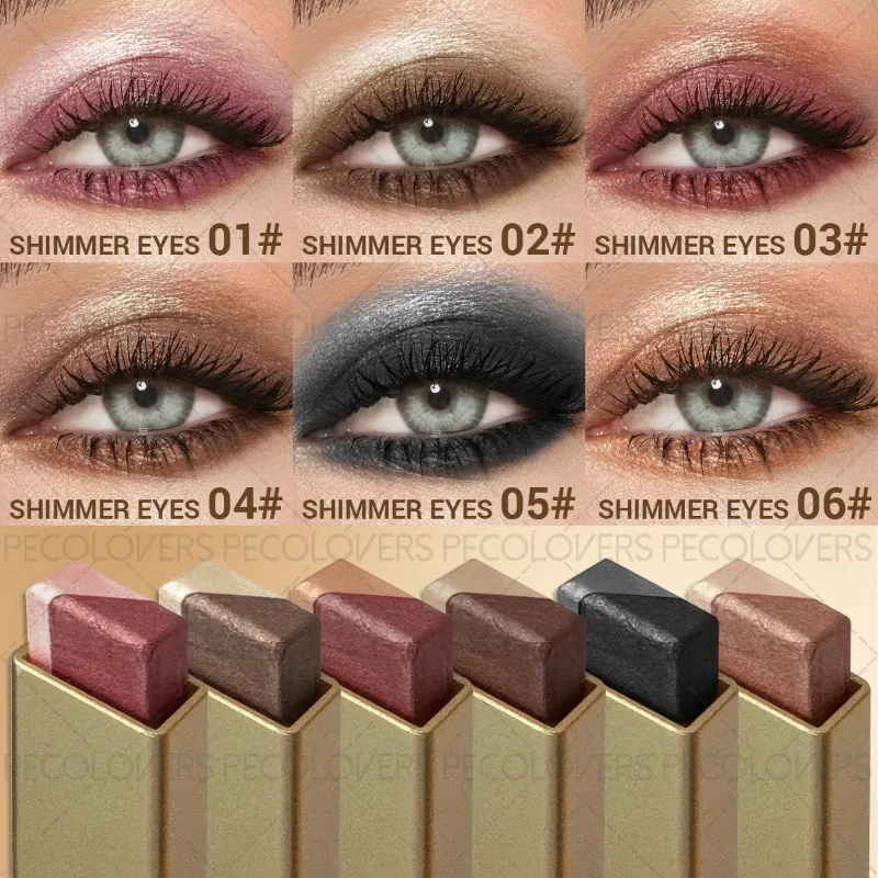 Lazy Two-color Eyeshadow Stick, Eye Highlighter, Eye Brightening, Waterproof and Sweatproof, Multi-color Options, Eye Cosmetics