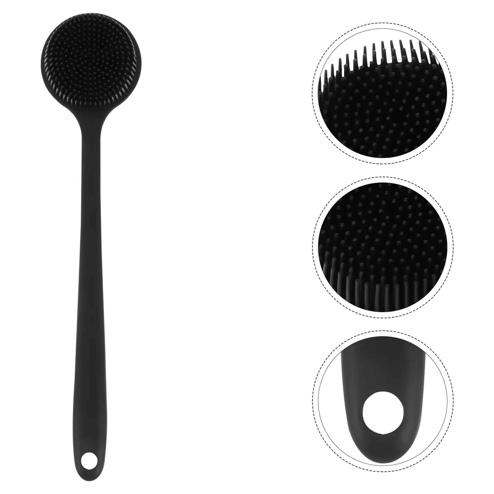 Washer Machine Body Lotion Long Handle Bath Brush Back Cleaning Scrubbers Shower Cozy Bristle Bathtub 37x8cm Black Miss Man