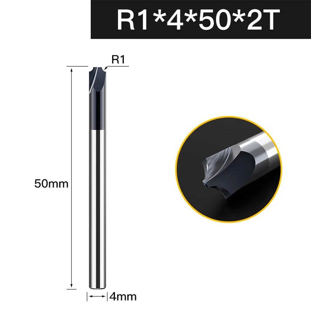 Fresa de extremo redondo de esquina para madera, plástico, Metal, R0.5-R6.0, enrutador de carburo recubierto, accesorios para herramientas eléctricas, 1 unidad