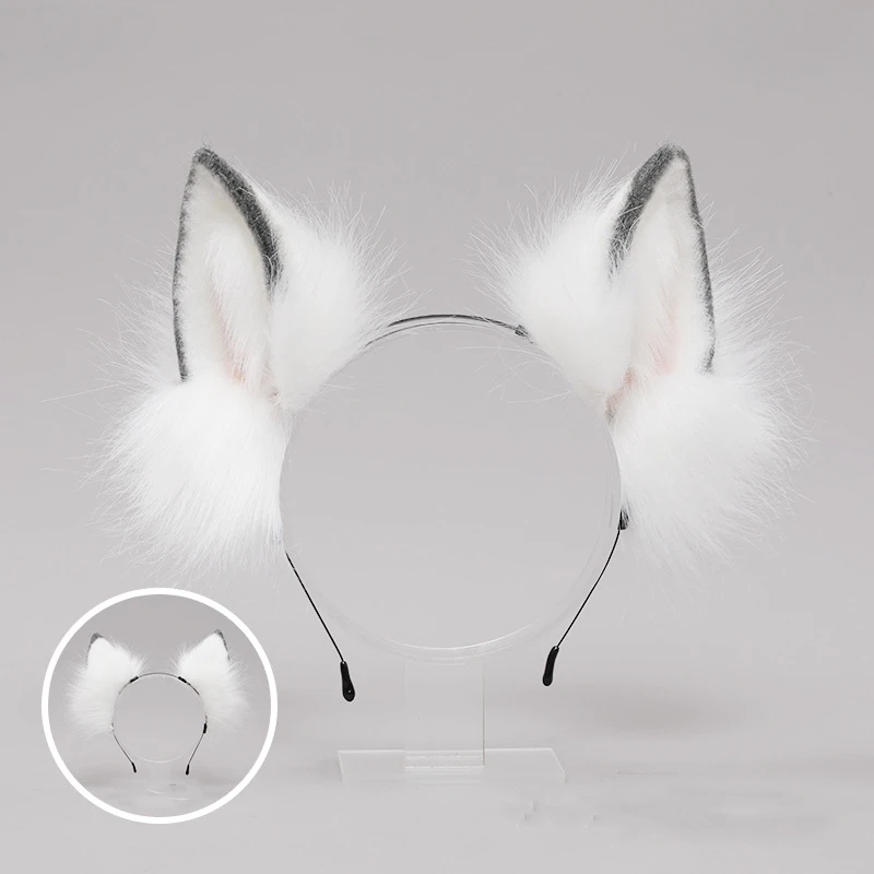 Vrouwen Prachtige Haaraccessoires Anime Cosplay Hoofdtooi Leuke Wolf Oren Hoofdband Pluche Dierenhoofdband Voor Halloween Party Props
