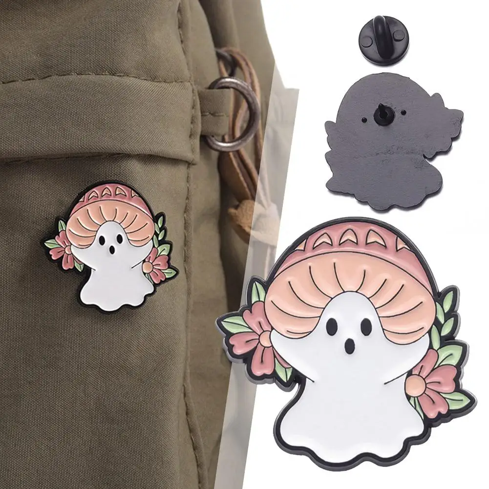 Halloween Cute Ghost Enamel Brooch White Geometric Ghost Backpack Accessory For Adult Children Cute Badge Scarf Buckle X9I9