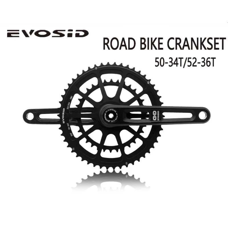 

EVOSID Lightweight Hollow Road Bike Crankset, 50-34T/52-36T Double Chainring, 12-Speed, Precision Shifting for Easy Climbing