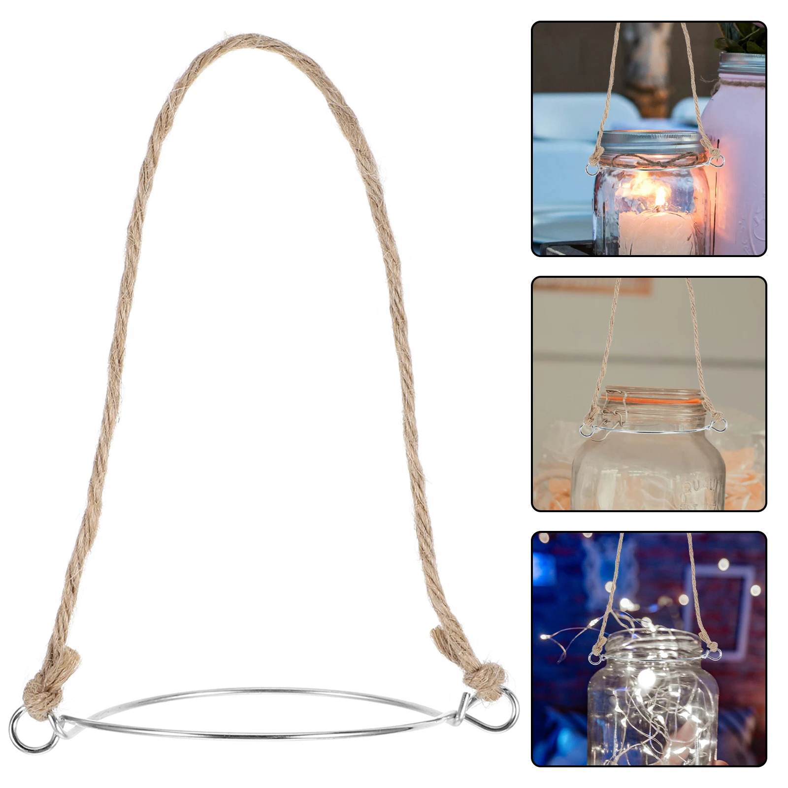 

5pcs Tinplate Carry Handle for Mason Jars Solar Lights Hanging Wire Hangers Glass Jar Insulated Flasks Hemp Holder Reusable