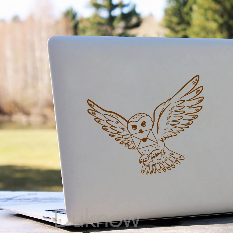 Snowy Owl With Wizard Letter Vinyl Stickers Nursery Wall Decor Car Window Laptop Decals For Apple Macbook Pro / Air Decoration — zdjęcie 4
