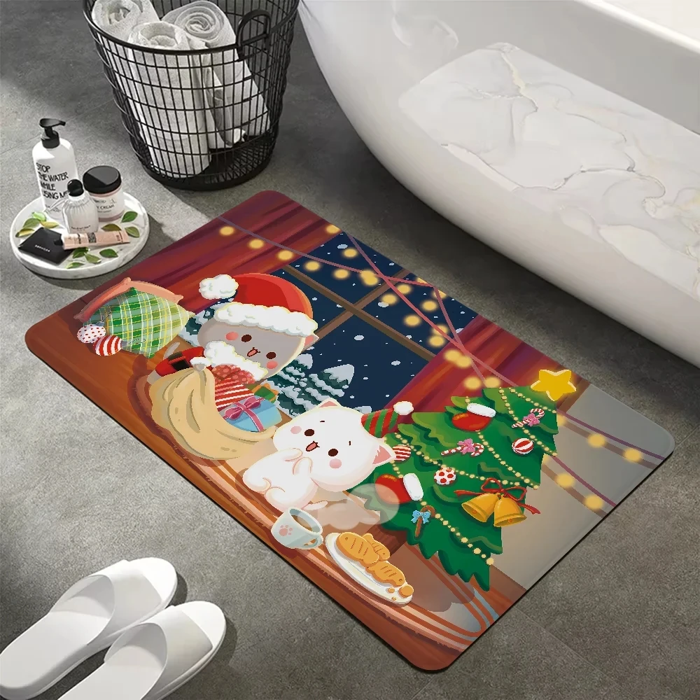 Pêssego e goma tapete do banheiro bonito dos desenhos animados crianças quarto decoração varanda antiderrapante capacho sala de estar tapete de natal