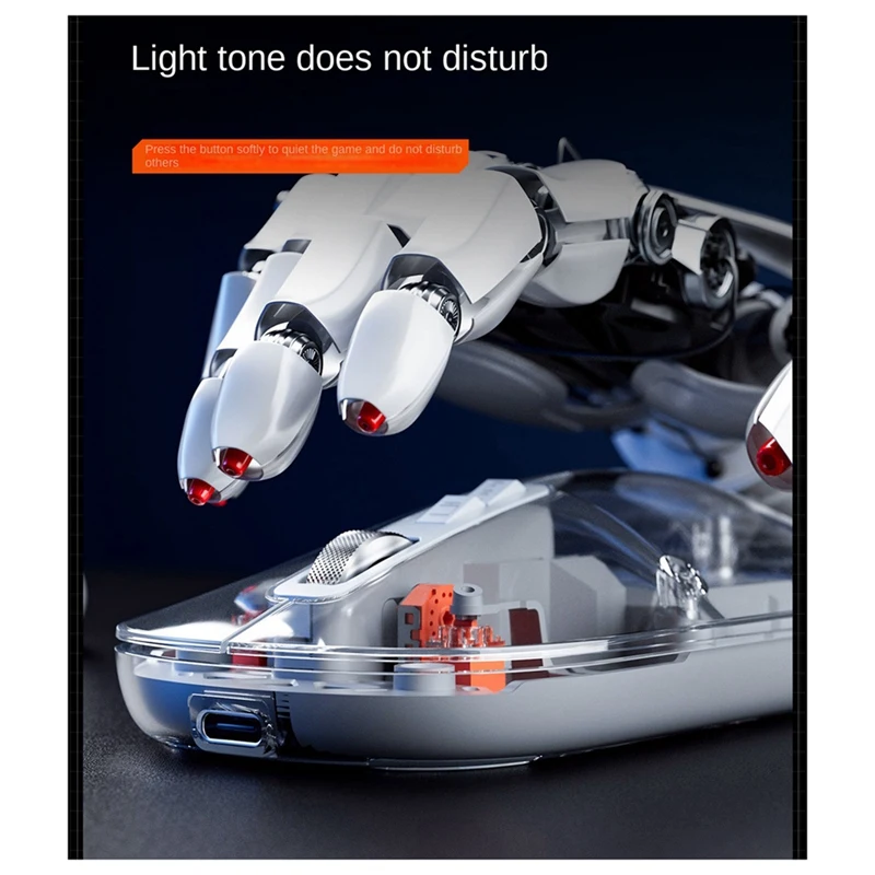 Bass Wireless Bluetooth Mouse 3-Mode Transparent Mouse 2.4G+Bluetooth5.0 For Laptop/Tablet