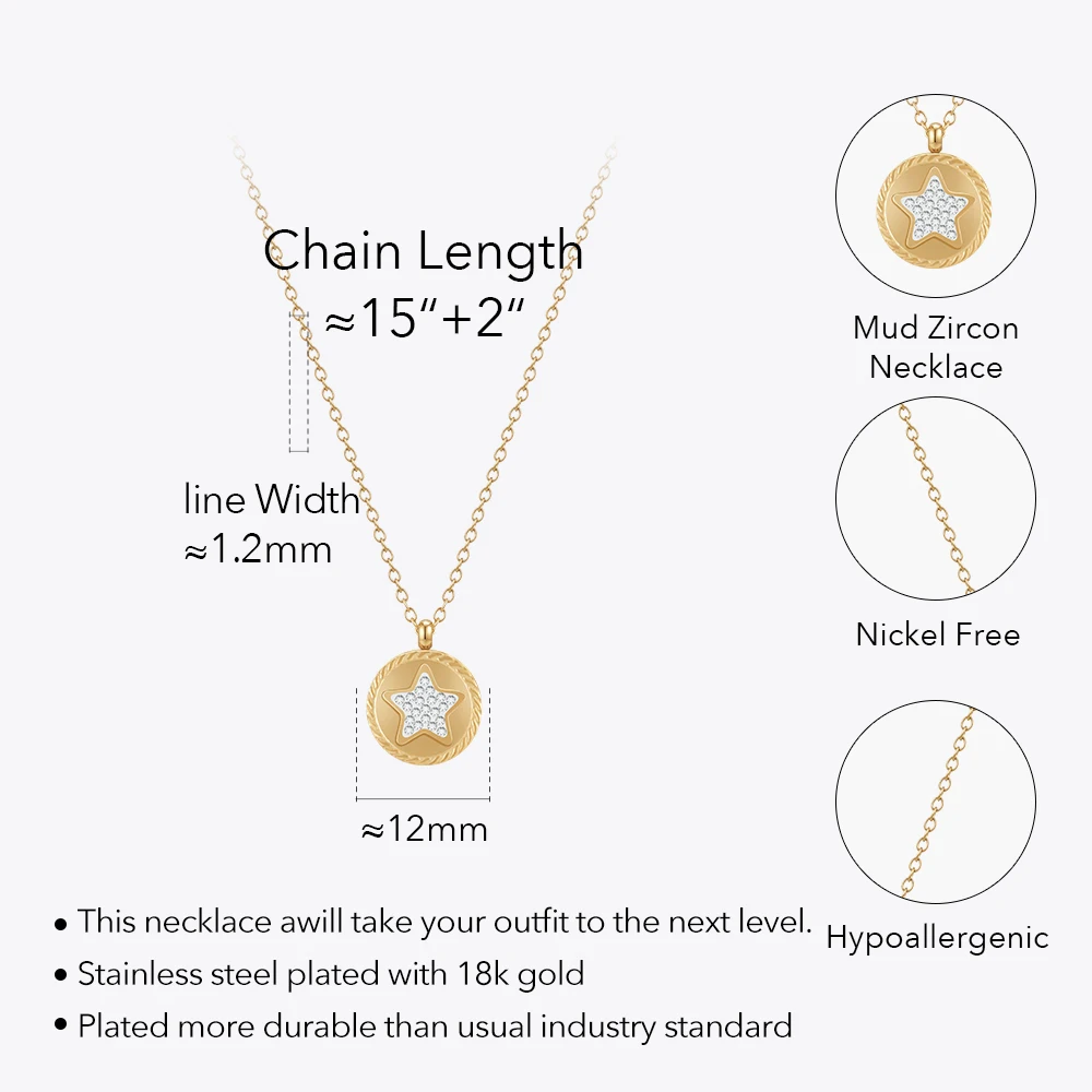 ENFASHION Para Mujer Mud Zircon Series Pendant NecklaceFor Women Jewelry 18K Plated Gold Necklaces Trendy Fashion