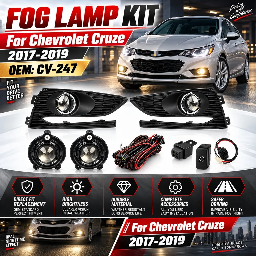 Fog Light Kit For Chevrolet Cruze 2017 2018 2019 Front Bumper Driving Lamp Left Right Pair with Switch Wiring CV-247 ﻿