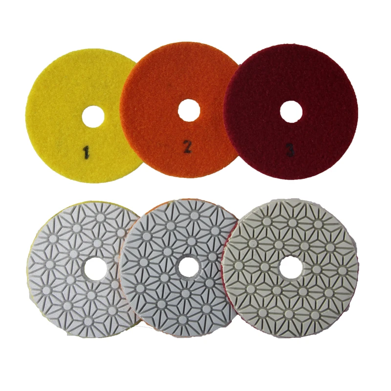 Wet Diamond  Polishing Pads 4 Inch 3 STEP Set Stone Granite Marble Diamond Abrasive Tools