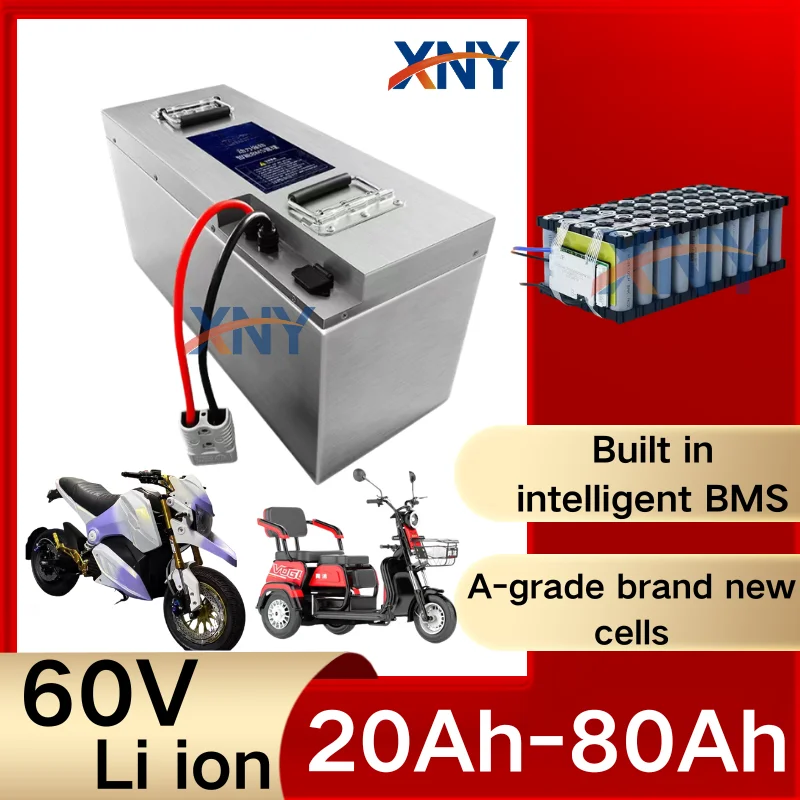 60V 20Ah 30Ah 40Ah 50Ah 60Ah 70Ah 80Ah Lithium Ion Battery Pack for 1kw 2kw 3kw 4kw 5kw +Charger.
