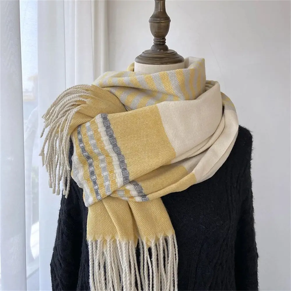 women's-winter-vintage-plaid-scarf-imitation-camere-wrap-faionable-accories-two-piece-set