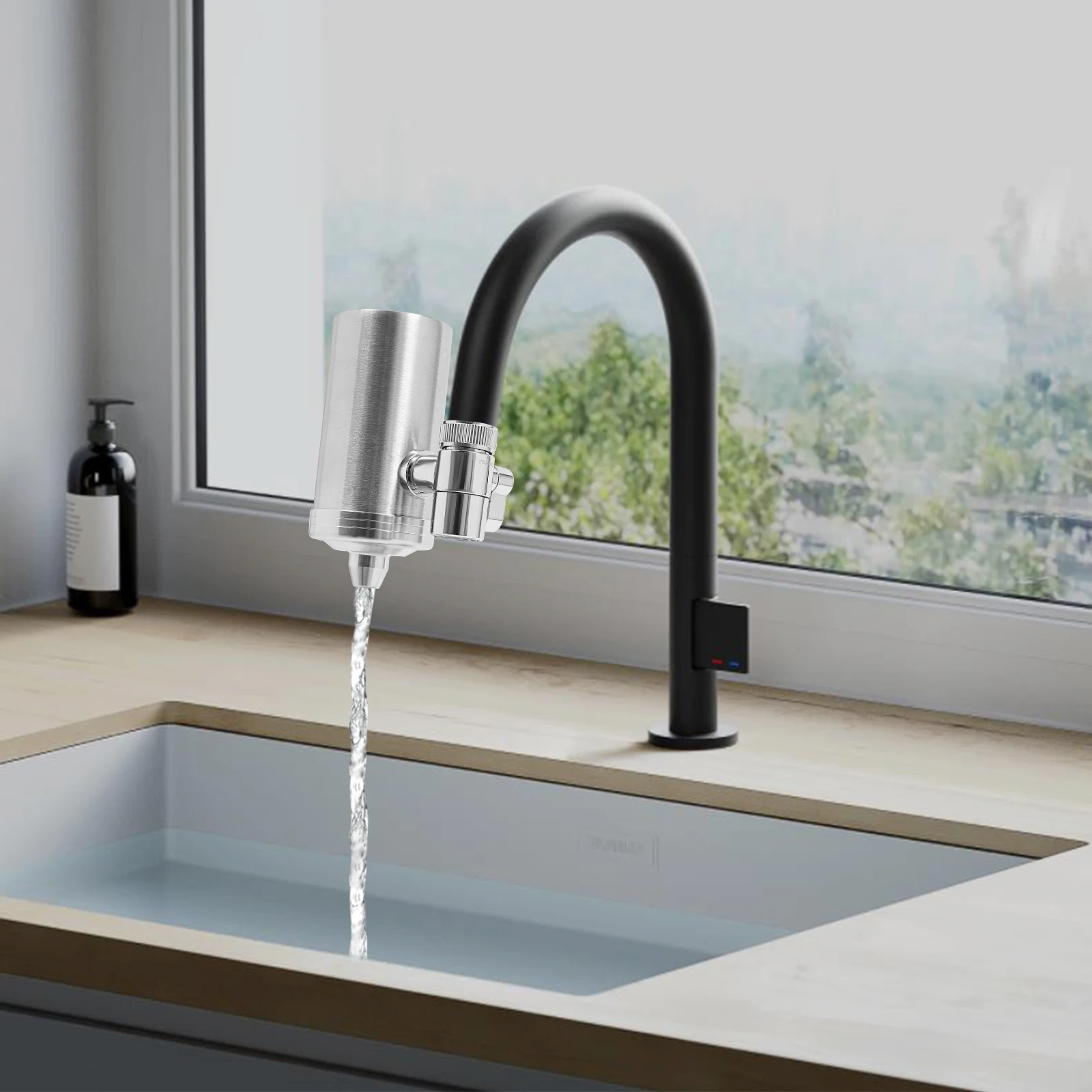 

Фильтр для воды, фильтр для крана из нержавеющей стали 304 с 4 картриджами, удаляет хлор, свинец, осадок, минерализующий фильтр